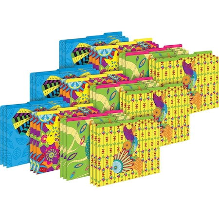 Barker Creek Bohemian Animals Designer Letter-Size File Folders, Multi-Design Set, 36/Package 3937